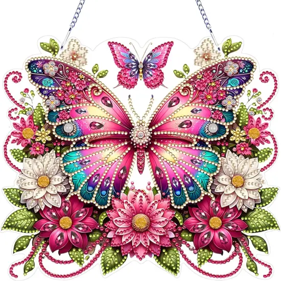 Diamond Painting Kits Special Shaped Rhinestone Diamond Art Window Pendants Home Garden Wall Hanging Kits Hanging Ornament (Butterfly-2) {1}
