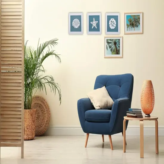 Ocean Theme Wall Decor Set &ndash; 3 Rustic 7x7in Wooden Beach Signs with 3D Starfish, Seashell & Sand Dollar for Coastal Summer Home or Lake House Decor {3}