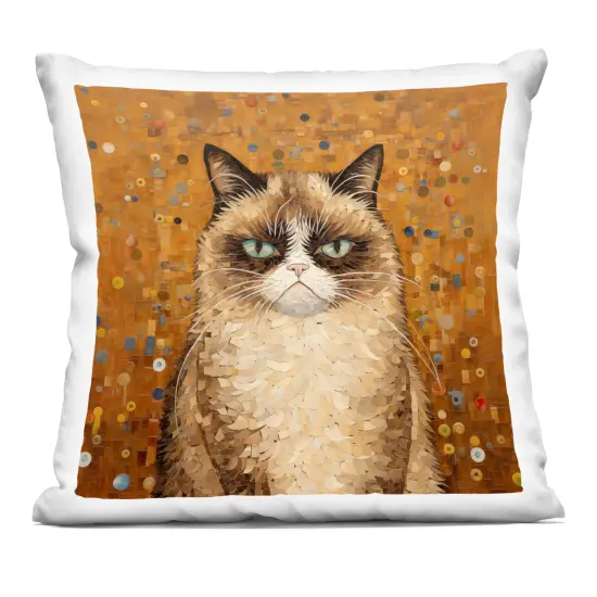 Stupell Industries Grouchy Cat in Classic Style Decorative Printed Pillow design by Arlington Prints, 18 x 7 x 18 {1}