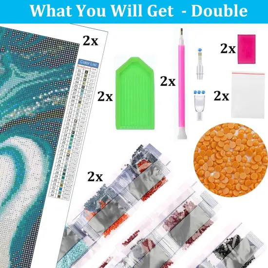 2 Pack Diamond Painting Kits,Abstract Wave Diamond Painting Kits for Adults, 5D Diamond Art Kits for Adults Map 16x28inch Home Wall Decor {3}