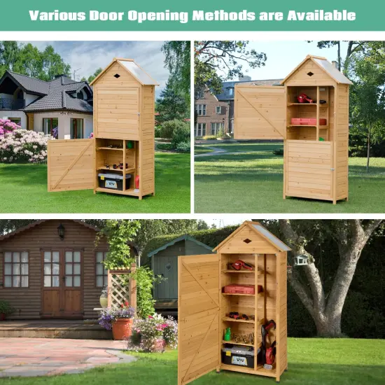 Natural Fir Wood Outdoor Storage Shed with Galvanized Sheet Roof {6}