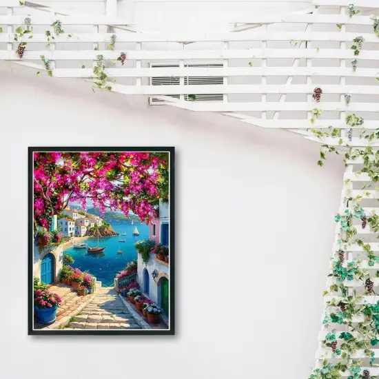 DIY Scenery Paint by Numbers Kit for Adults,Unframed Landscape Paint by Number Kits on Canvas with Brushes,Flowers and Sea Oil Painting Kits for Home Wall Decor 16X20 Inch. {2}