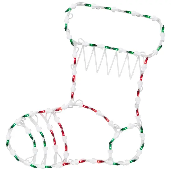 Northlight Lighted Stocking Silhouette Window Christmas Decoration - 18" - Red and Green White {3}