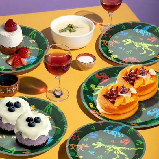 96 Pcs Dinosaur Birthday Party Decorations Dinosaur Plates and Napkins Disposable Dinnerware Tableware for Boys Kids Birthday Party Decorations Serve 24 {4}