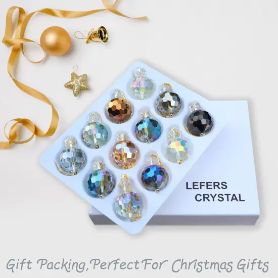12 Pcs Multicolor Crystal Glass Christmas Balls Ornaments {5}