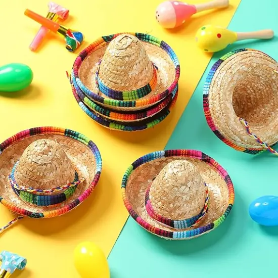 80 Pcs Mini Sombrero Hats Small Fiesta Headband Hats Natural Straw Cinco De Mayo Party Decorations for Kids Pets Dogs {5}