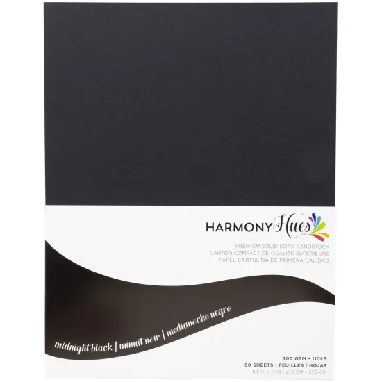 Cardstock 8.5 x 11 Paper Pack - 110 lb Card Stock for Crafts, Cardmaking, Scrapbooks - 50 Heavyweight Double Sided Sheets - Solid Core, 300 GSM, Midnight Black {1}