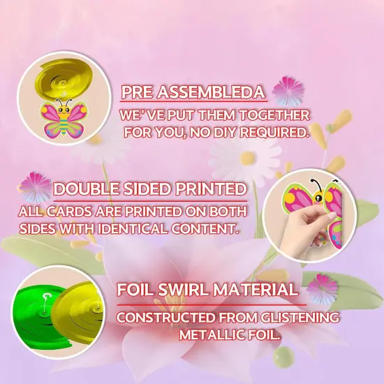 48 PCS Spring Hanging Swirls Decorations, Sun Flowers Butterfly Ceiling Swirls {5}