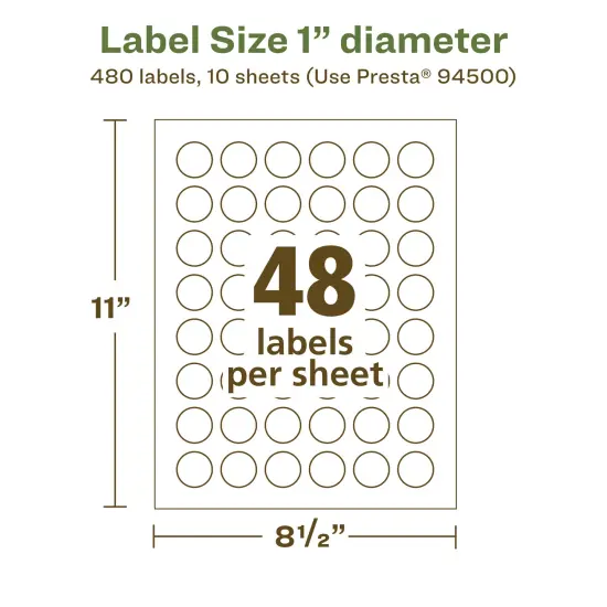 Avery Recycled Matte White Labels,1" diameter Round {5}