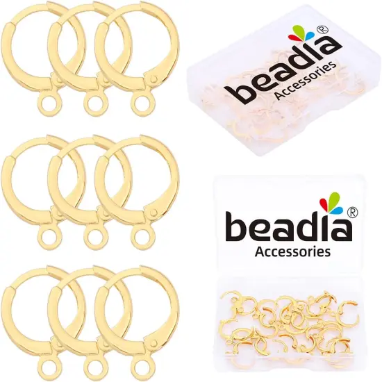 18K Gold Plated Earring Hooks Round 12mm 20pcs {1}