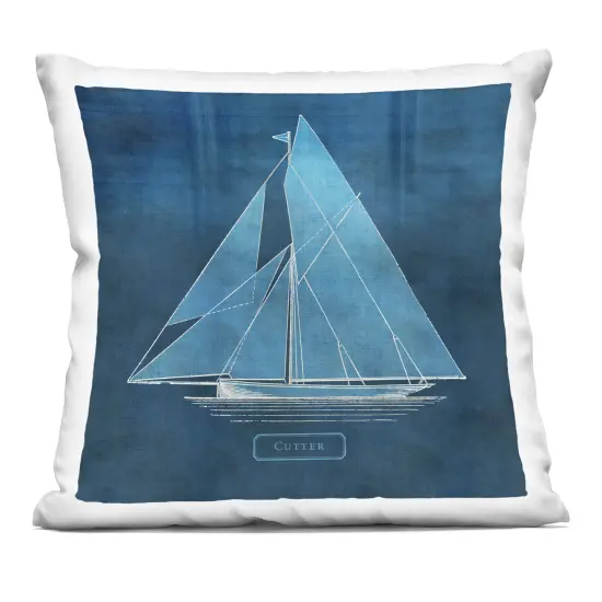 Stupell Industries Maritime Cutter Sailboat Decorative Printed Pillow design by Susan Arnot, 18 x 7 x 18 {1}