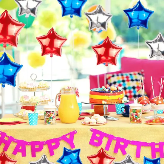 30pcs Red White And Blue Balloons,18 inch Foil Mylar Star Balloons，4th of July Balloon for Independence Day Patriotic Party Memorial Day Birthday Decorations (5-pointed star balloons) {5}