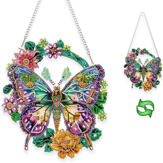 Diamond Painting Pendant Butterfly Kit , Special Crystal Diamonds Painting Ornament Double Sided Kit for Adults, Acrylic Diamond Gem Painting Board {1}