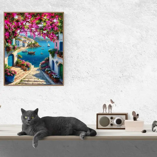 DIY Scenery Paint by Numbers Kit for Adults,Unframed Landscape Paint by Number Kits on Canvas with Brushes,Flowers and Sea Oil Painting Kits for Home Wall Decor 16X20 Inch. {3}