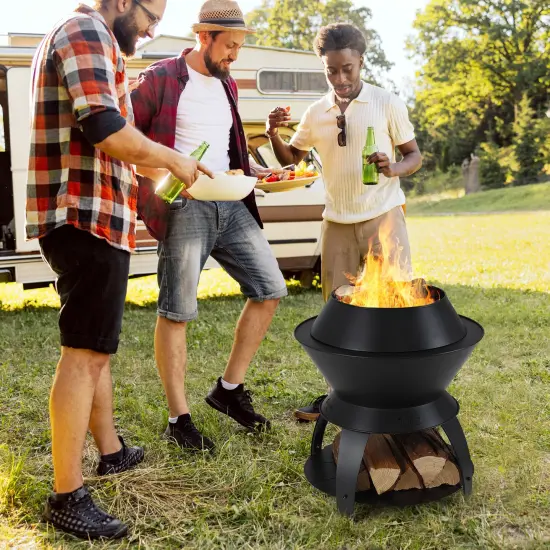 Black Alloy Fire Pit, Smokeless 3-in-1 Stove with Removable Ash Tray {3}