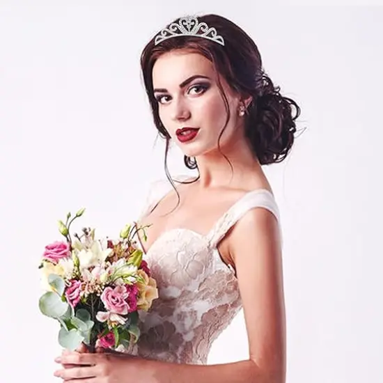 8 Pack Birthday Tiaras for Girls, Rhinestone Crystal Princess Crowns, Silver Headbands Tiara {5}