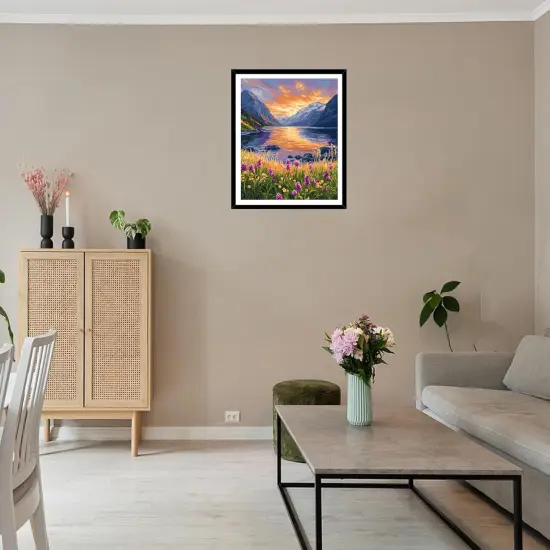 Lake Landscape Paint by Number for Adult, Mountain Flower Paint by Number Kits, Sunset Scenery Nature Spring DIY Acrylic Painting for Home Decor(16&times;20inches, No Frame) {2}