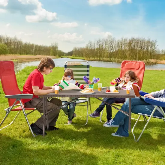 Coffee HDPE Outdoor Dining Table with Metal Frame {3}