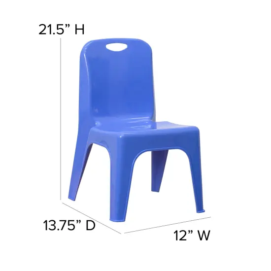Emma and Oliver 4 Pack Plastic Stack School Chair with Carrying Handle and 11" Seat Height {4}