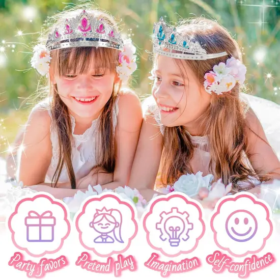 Princess Crown Party Favors, 16Pcs Princess Dress Up Tiaras for Birthday Girl Cosplay Accessories {3}