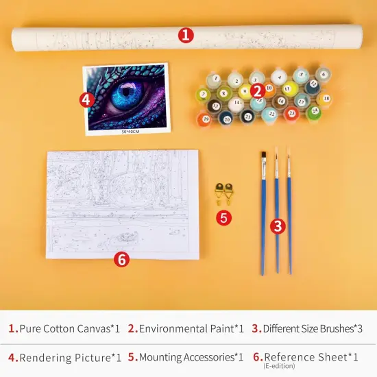 Paint by Numbers for Adults Dragon Eye in Blue and Purple Colors DIY Easy Paint by Numbers Paint by Numbers for Beginner Kids and Adults Home Wall Decor Oil Painting 16x20 Inch {5}