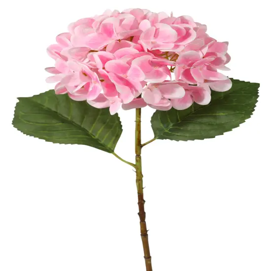 17.75" Pink Hydrangea Stem &ndash; 8" Bloom, Lifelike Faux Flower Decor {1}
