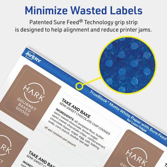 Avery TrueBlock Matte White Paper Labels,1-1/2" x 3-3/4" Rectangle {4}