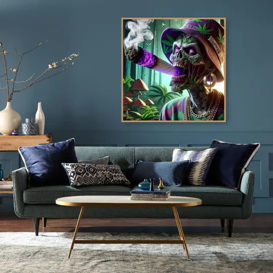 Skeleton Man Diamond Painting Kits for Adults, Skull Diamond Art Kits for Beginners, 5D Round Full Drill Diamond Painting Gem Art Kits for Home Wall Decor 14x14inch {4}