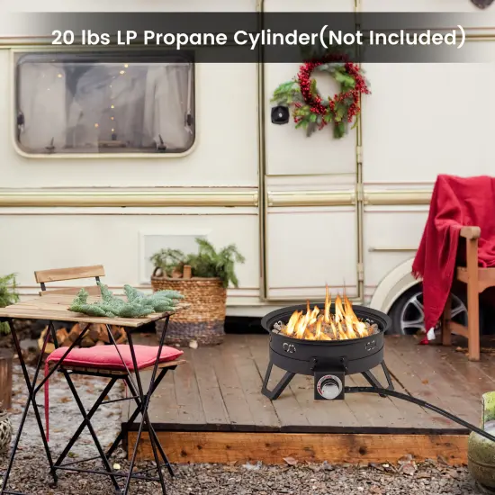 Black Metal and Stainless Steel 2-in-1 Fire Pit with Grill {5}