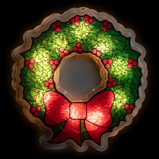 Northlight Lighted Wreath Window Silhouette Christmas Decoration - 11" - Clear Lights Green {1}