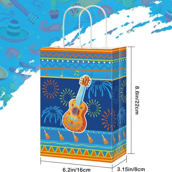 18 Packs Fiesta Party Favor Bags with Handles, Cinco De Mayo Candy Mexican Themed Paper Gifts Bags for Birthday Baby Shower Bridal Mexico Party Favor Supplies {2}