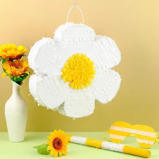 Daisy Flower Pi&ntilde;ata Flower Daisy Hippie Boho Pi&ntilde;ata Hanging Gender Reveal with Blindfold and Stick for Birthday Baby Shower Gender Reveal Wedding Floral Party Supplies {4}