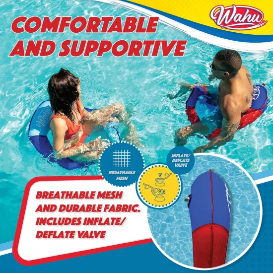 Wahu Hydro Lounger Versatile Pool Lounge Float for Sunbathing, Inflatable Beach and Pool Float Lounger with Inflate/Deflate Valve, Red/Blue {6}