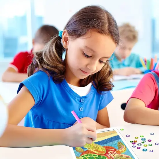 Sea Turtle Diamond Painting Kit for Kids with Wooden Frame, 5D Diamond Art Gem Painting for Beginners, Gem Art Crafts and Gifts for Girls and Boys Ages 4-5-6-7-8-9-10-11-12 (7X7 Inches) {5}