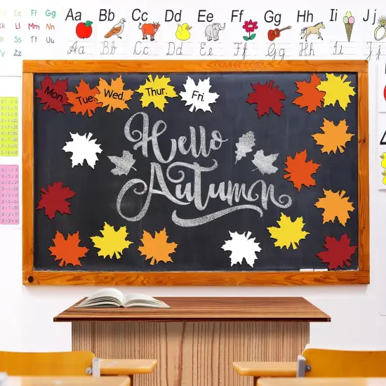 45Pcs Fall Leaf Cutouts Maple Leaves -Orange,red,white,yellow {3}