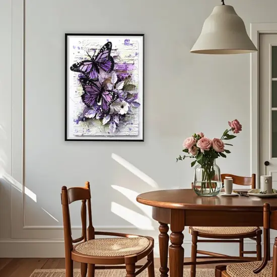 Butterfly Diaomnd Painting Kits for Adults DIY 5D Round Full Drill Butterfly Flowers Diamond Art Adult Diamond Painting Very Suitable for Home Leisure and Wall Decoration 11.8x15.7 (Inches) {3}