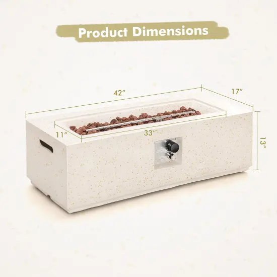 White Terrazzo Fire Pit Table with 50,000 BTU Heat, Metal and Stainless Steel {4}