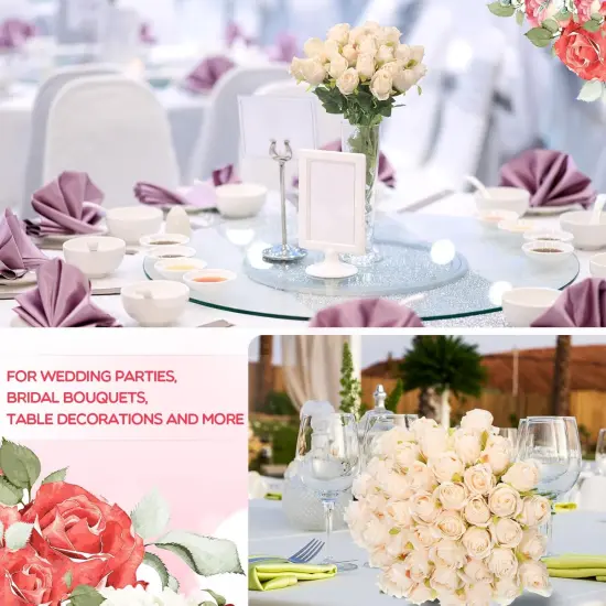 50 Pcs Artificial Rose Flower Realistic Silk Roses Bouquet {2}