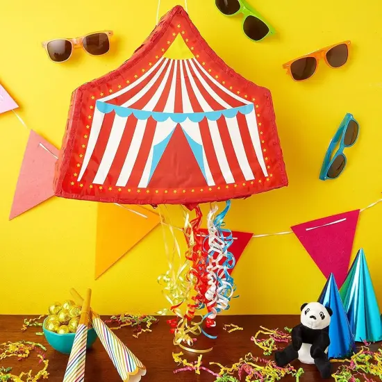 Pull String Circus Pinata - Carnival Theme Party Decorations for Birthday (Small, 16.5 x 3.0 x 13.1 in) {4}