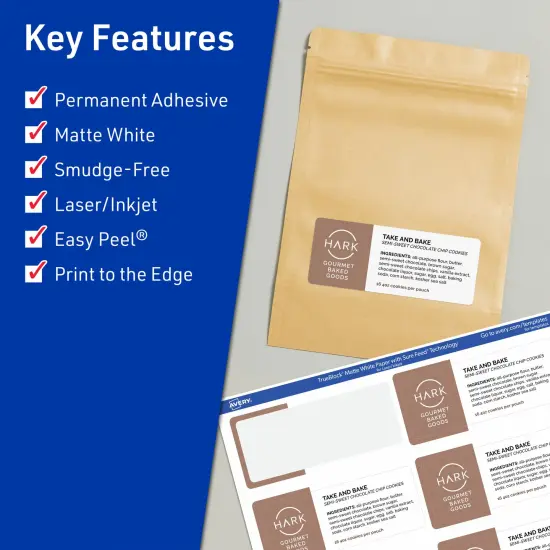 Avery TrueBlock Matte White Paper Labels,2" x 3-1/2" Rectangle {2}