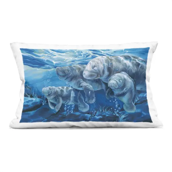 Stupell Industries Underwater Manatee Family Decorative Printed Pillow design by Jody Bergsma, 14 x 7 x 20 {1}