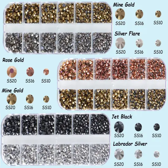 4500pcs+ Flatback Glass Hotfix Iron On Rhinestones Crystal for DIY Making with 1 Tweezer & 1 Picking Pen for Shoe, Cloth, Face Art, Bag, Manicure(3-Sizes, 5-colors, Mine Color Series) {6}