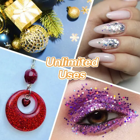 Chunky Glitter, 7.76oz/220g Teal Blue Craft Glitter Powder, 1/24" Metallic Flakes Chips for Epoxy Tumblers, Hair Face Body Eye Nail Art Festival, DIY Party Decorations {5}