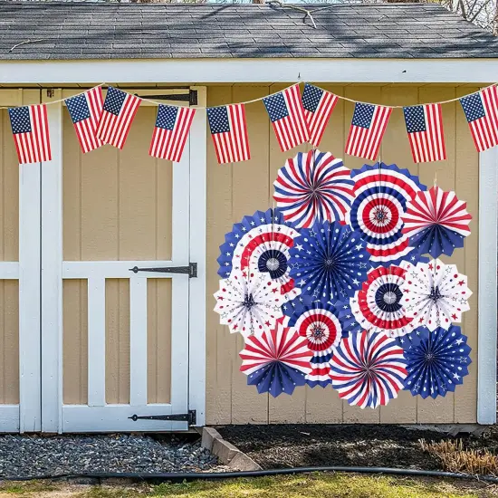 4th of July Patriotic Decorations 12PCS Hanging Paper Fan for USA Patriotic Decorations Independence Day Memorial Day American Theme Party Veterans Birthday Decor Supplies {5}
