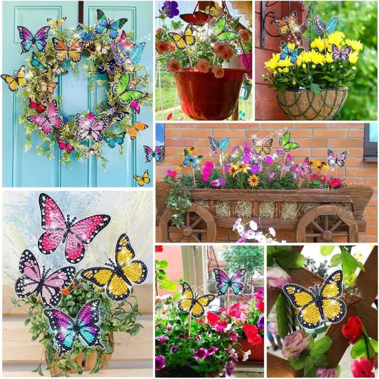 8 PCS Butterfly Diamond Art for Garden Decor {3}