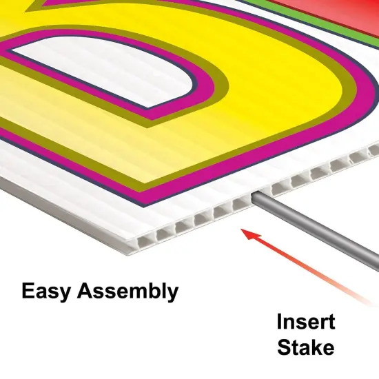 4 Pack Bulk Plastic Jumbo Happy Birthday Yard Sign Set - Multi-Color {3}