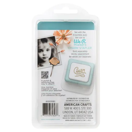 We R Charm Stapler Charm 12/Pkg-Multicolor Round With Design {5}