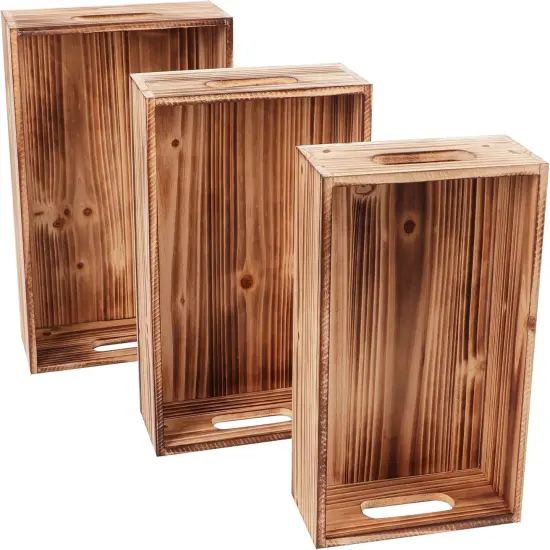 Rustic Crate Storage Decorative Boxes Set of 3 {5}