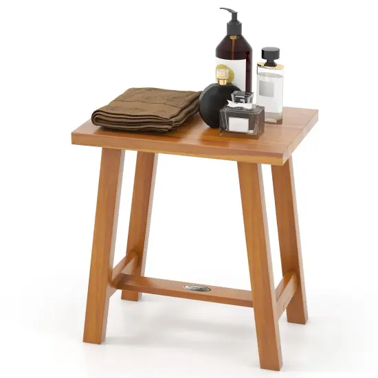 Natural Wooden Bathroom Shower Stool with 4 Legs Ideal Use as Side Table or Plant Stand {4}
