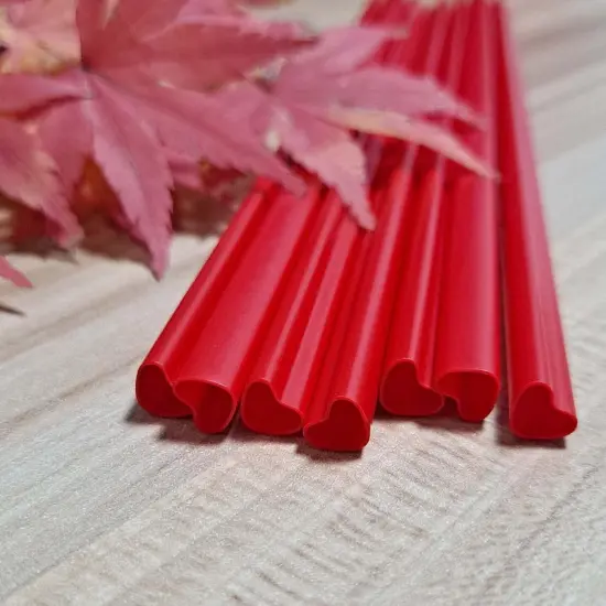 100pcs Heart Shaped Red Straws Disposable Drinking Cute Straw Individually Wrapped plastic red straw Valentines day Cocktail Party Birthday Party Bridal Shower wedding supplies {3}